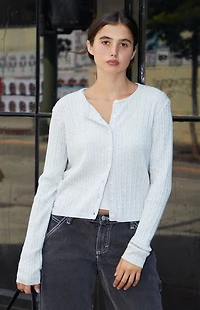 John Galt Gray Zoe Cable Knit Cardigan