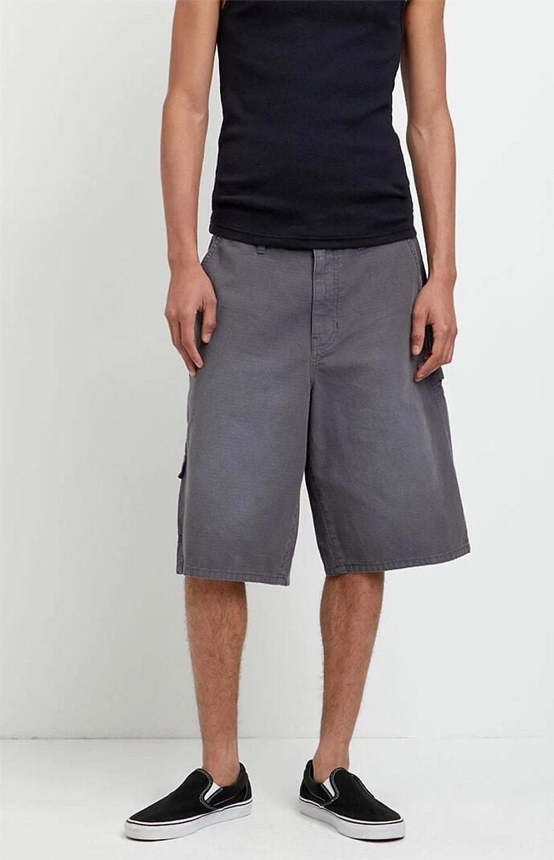 Pacsun Austin Extreme Baggy Jean Shorts Cargo Carpenter Charcoal