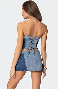 Edikted Reni Contrast Denim Zip Up Corset