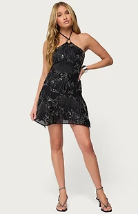 Edikted Adria Bead and Sequin Mini Dress