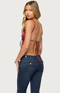 Edikted Backless Satin Effect Polka Dot Top