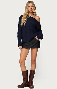 Edikted Nellie Off Shoulder Cable Knit Sweater