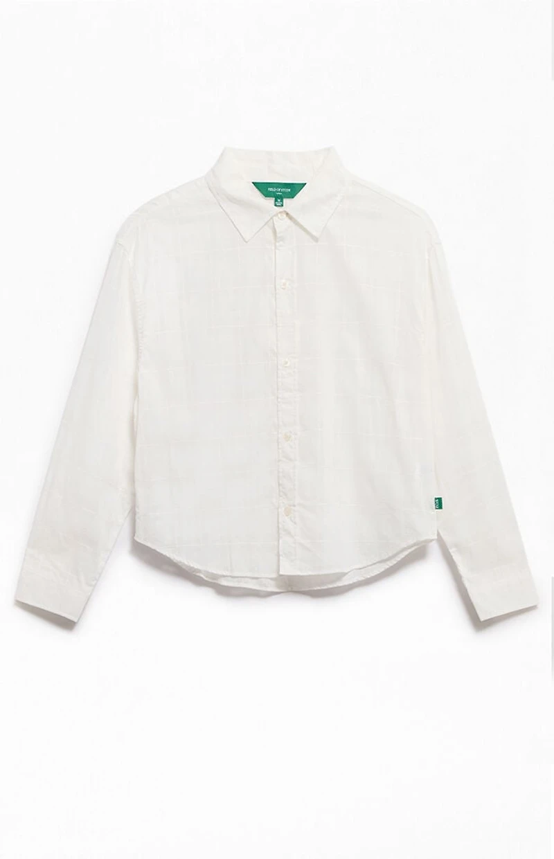FIELD OF STUDY by Pacsun Grid Cropped Boxy Long Sleeve Shirt