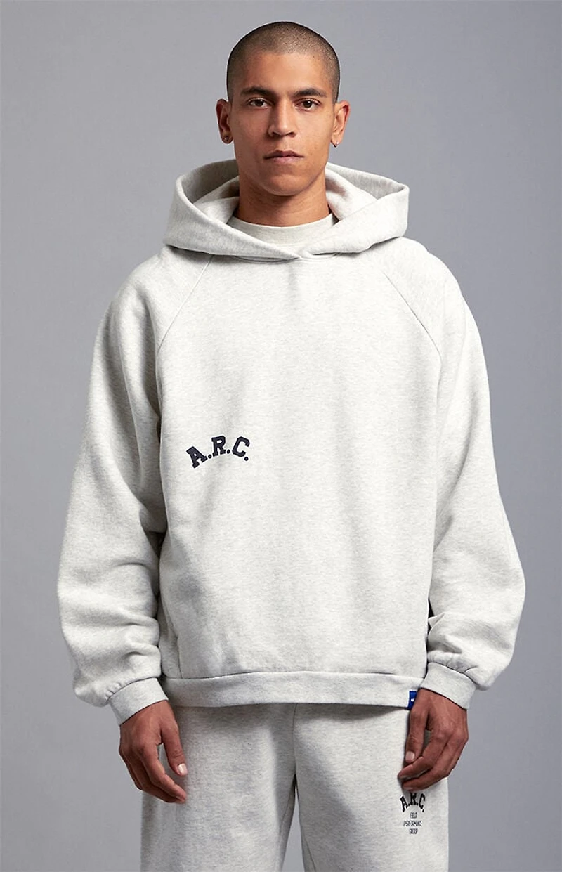 A.R.C. Heather Grey Field Applique Heavyweight Fleece Hoodie