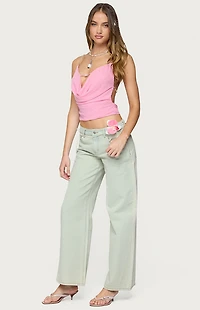 Edikted Beaded Deep Cowl Neck Backless Top