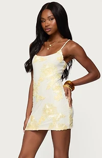 Edikted Caya Embroidered Floral Mini Dress