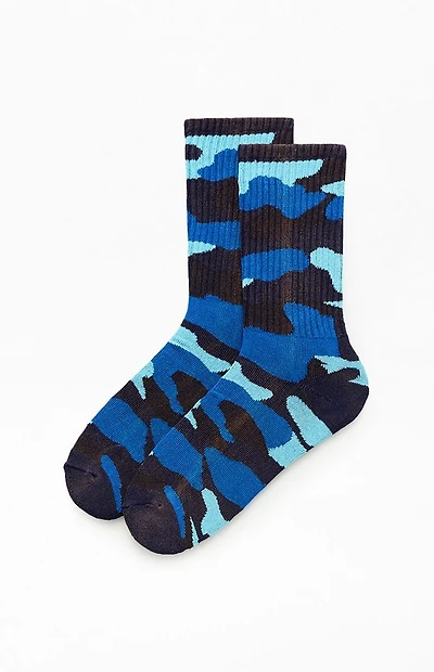 Pacsun Washed Blue Camo Gray Crew Socks
