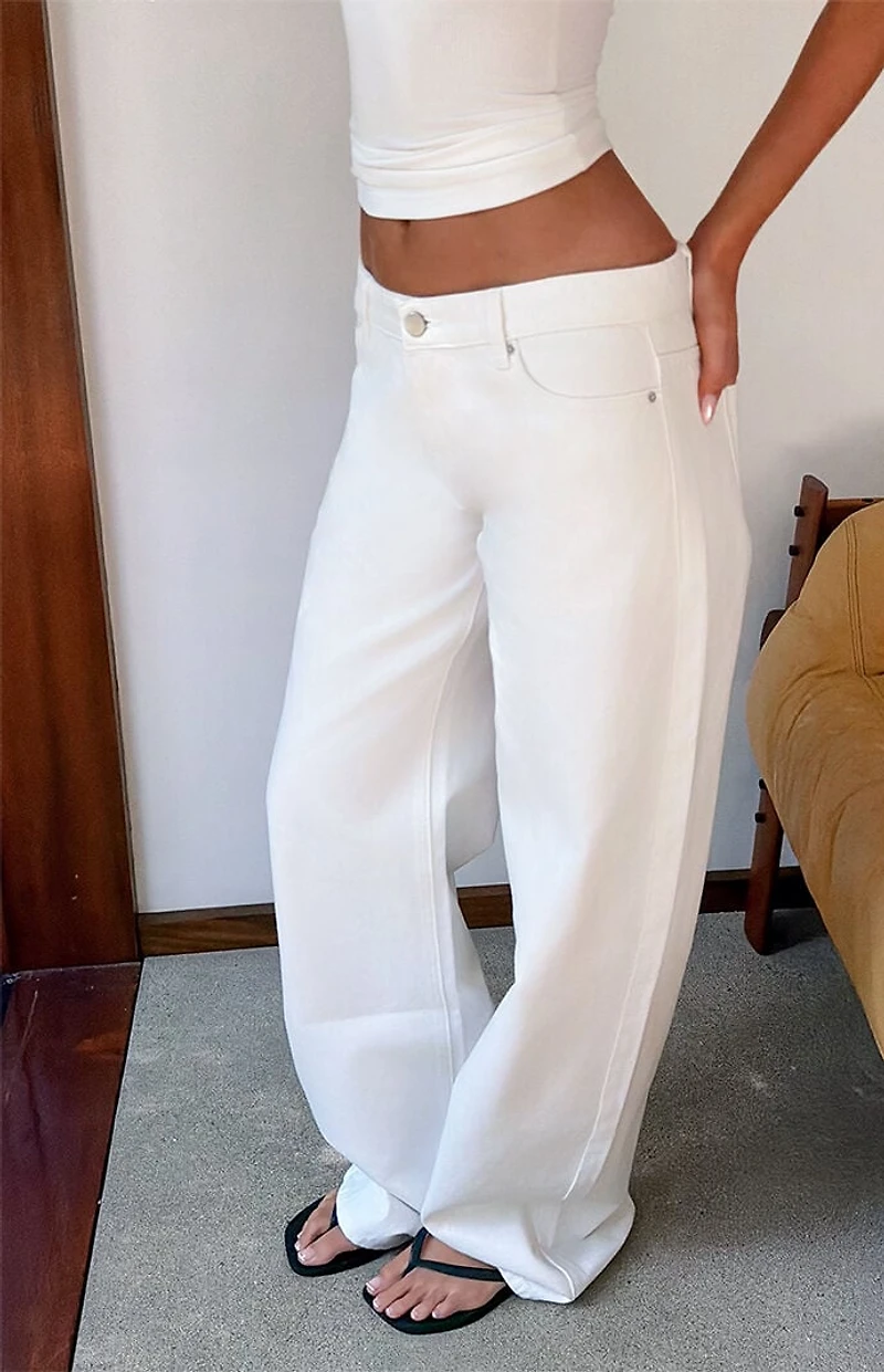 Tiger Mist Maliya White Low Rise Barrel Jeans