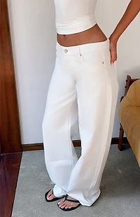 Tiger Mist Maliya White Low Rise Barrel Jeans