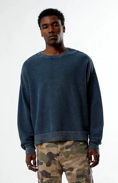Pacsun Blue Textured Crew Neck Sweater