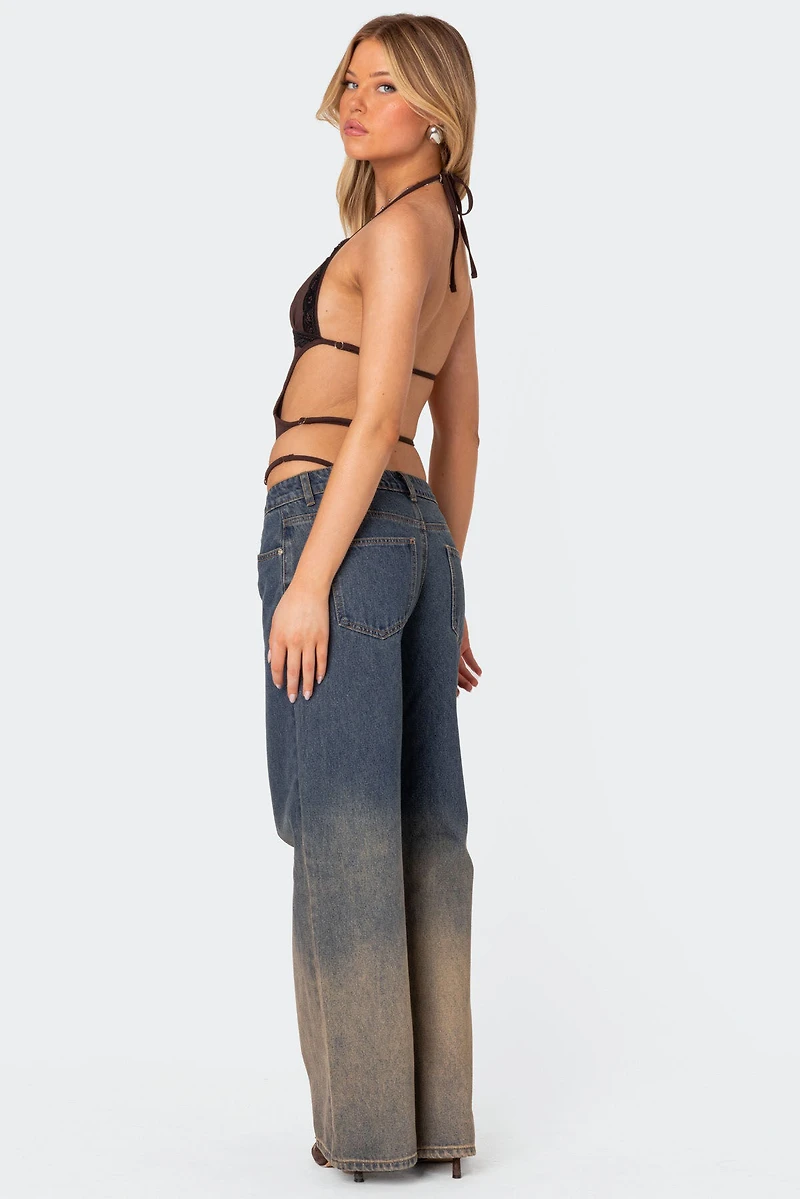 Edikted Strappy Lace Trim Bodysuit