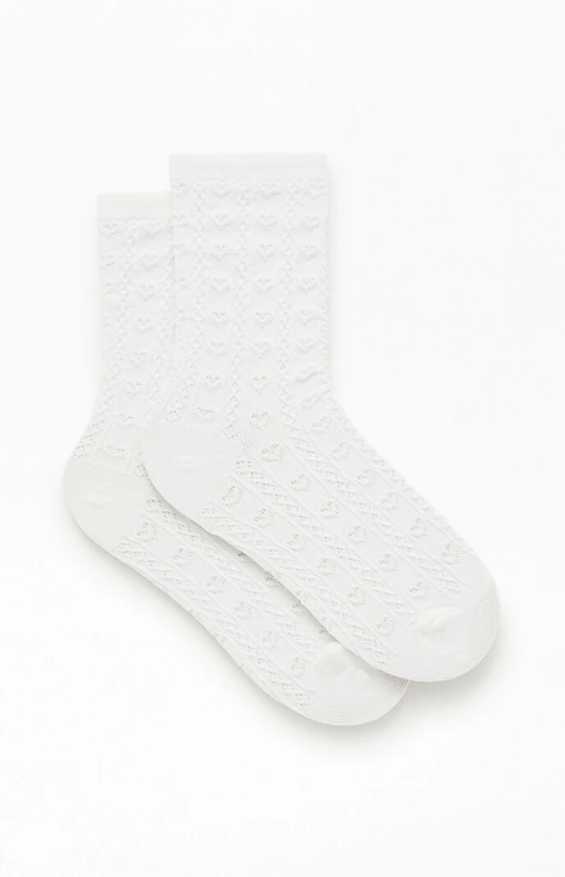 John Galt White Heart Pointelle Socks