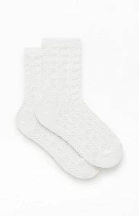 John Galt White Heart Pointelle Socks