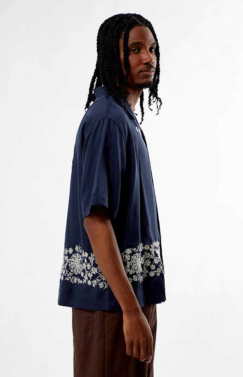 Pacsun Navy Remi Oversized Resort Camp Shirt