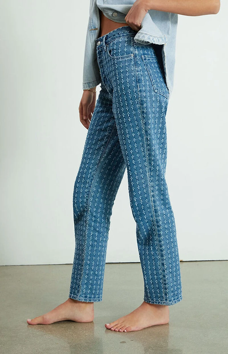 Pacsun Medium Blue Distressed Dad Jeans