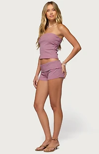 Edikted Monikah Striped Foldover Micro Shorts