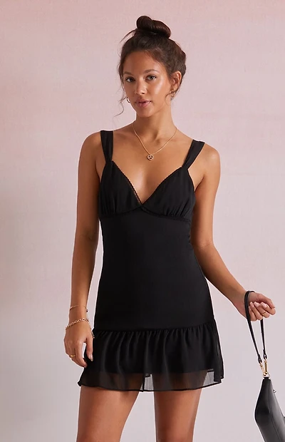 Beverly and Beck Zoey Chiffon Asymmetrical Mini Dress