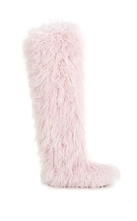 AZALEA WANG Women's Templeton Pink Shaggy Faux Fur Boots