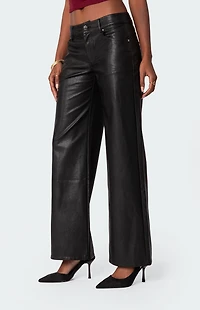 Edikted Faux Leather Straight Leg Pants