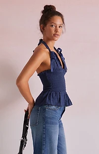Beverly and Beck Bow Front Halter Top