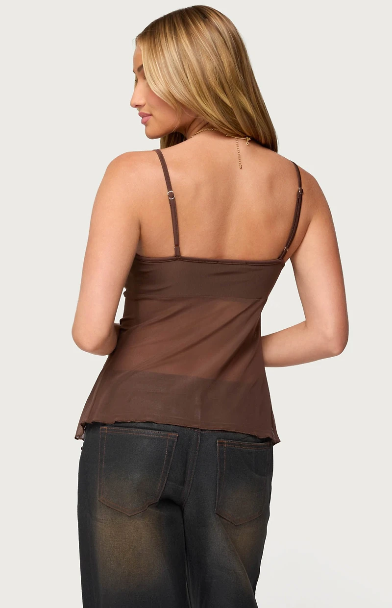 Edikted Reeve Split Front Sheer Mesh Top