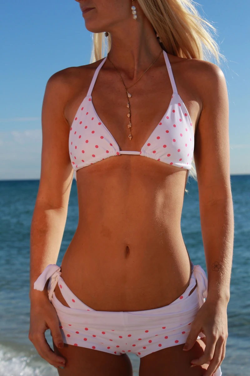 Zuco Swim Pink Polka Dot Triangle Bikini Top