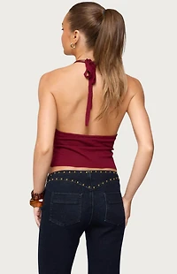 Edikted Missie Knitted Plunge Neck Halter Top