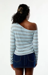 Your Favorite Olivia Striped Long Sleeve Off-The-Shoulder Top