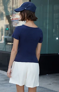 John Galt Navy Zelly Short Sleeve Top