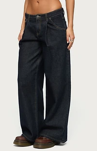 Edikted Pleated Low Rise Wide Leg Jeans