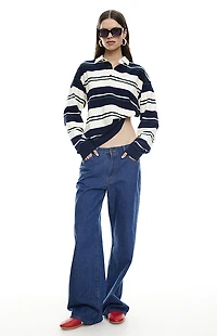 LIONESS Striped Preppy Jersey Long Sleeve Top