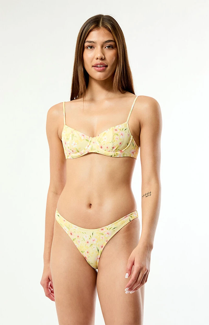 Pacsun Yellow Floral Madison Underwire Bralette Bikini Top