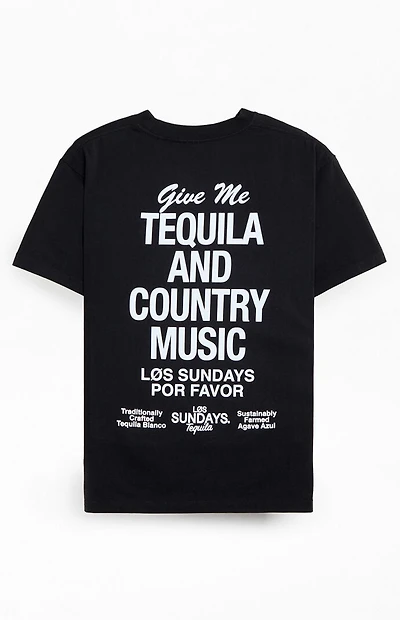 Los Sundays Black The Tequila & Country Music T-Shirt
