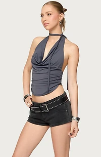 Edikted Two Piece Cowl Neck Scarf Halter Top