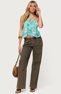 Edikted Dragon Lily Layered Mesh Halter Top