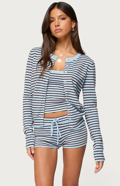 Edikted Lillian Striped Button Up Knit Cardigan