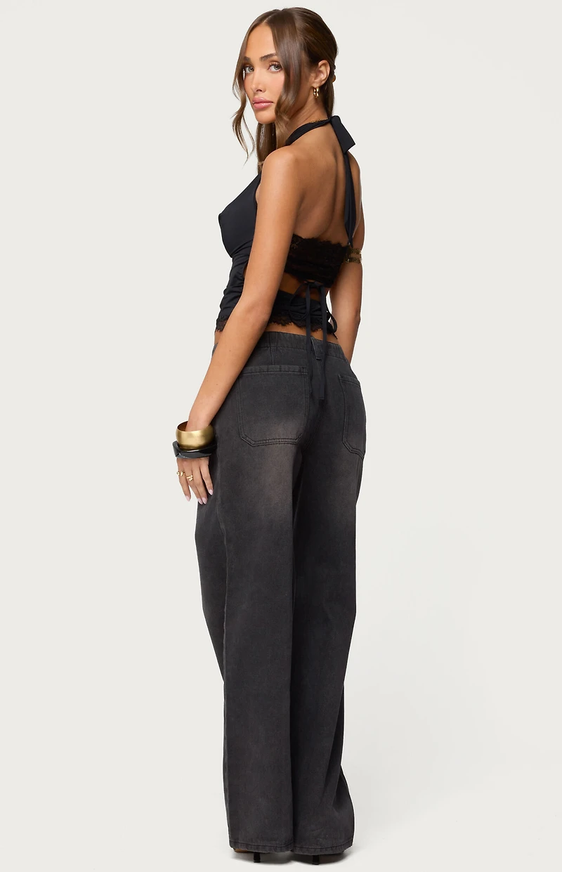 Edikted Aliyah Zip Low Rise Jeans