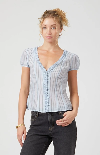 Beverly and Beck Blair Short Sleeve Ruffle Top