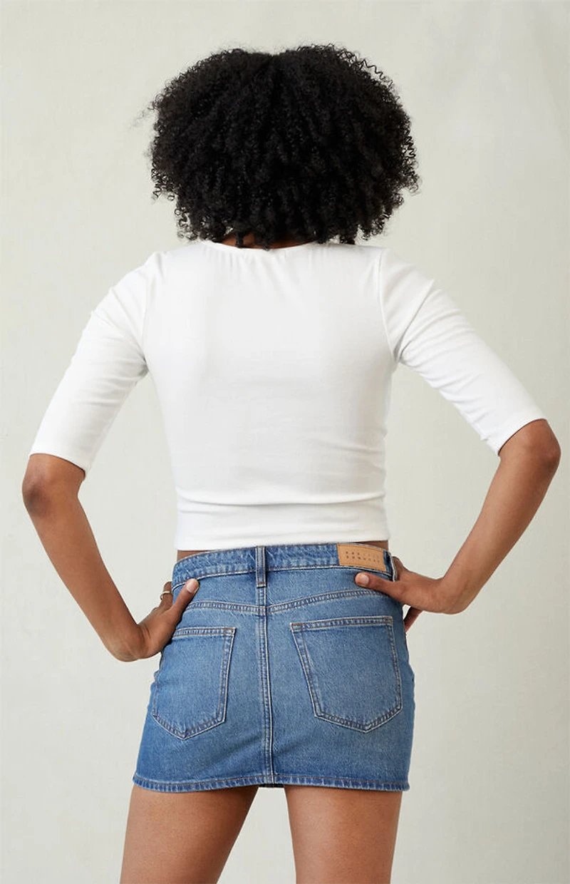 Pacsun Bella Stretch Dark Indigo Mid Rise Denim Mini Skirt