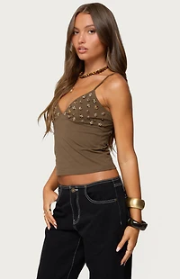 Edikted Nora Buttons V Neck Tank Top