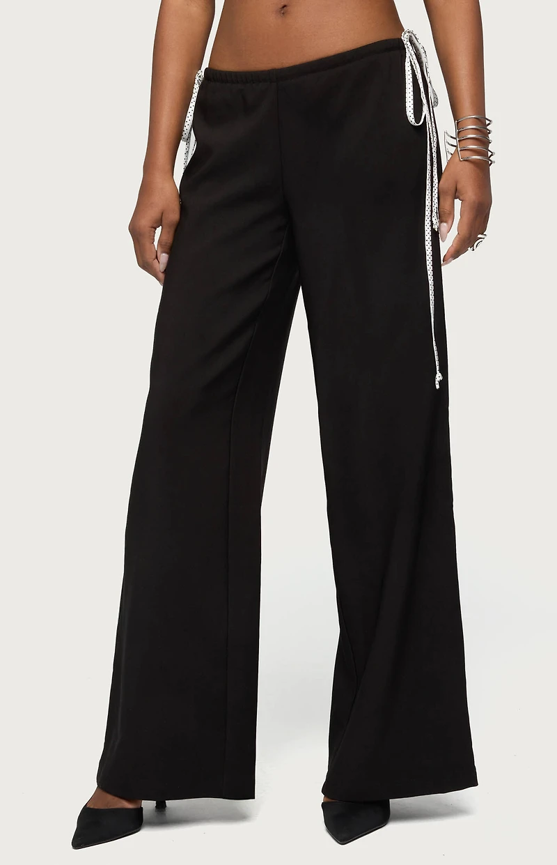 Edikted Mikah Dotted Ribbon Wide Leg Pants