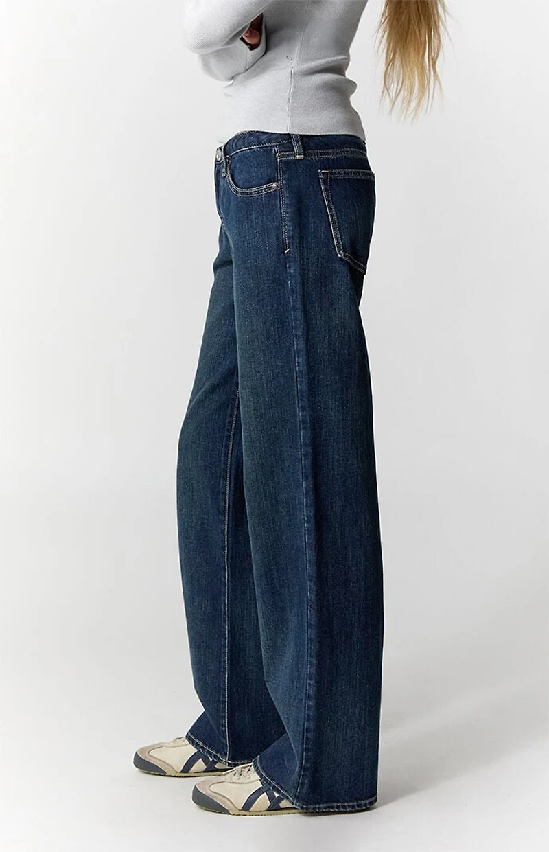 Pacsun Zoe Low Rise Girlfriend Jeans Dark Blue Wash
