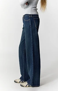 Pacsun Zoe Low Rise Girlfriend Jeans Dark Blue Wash