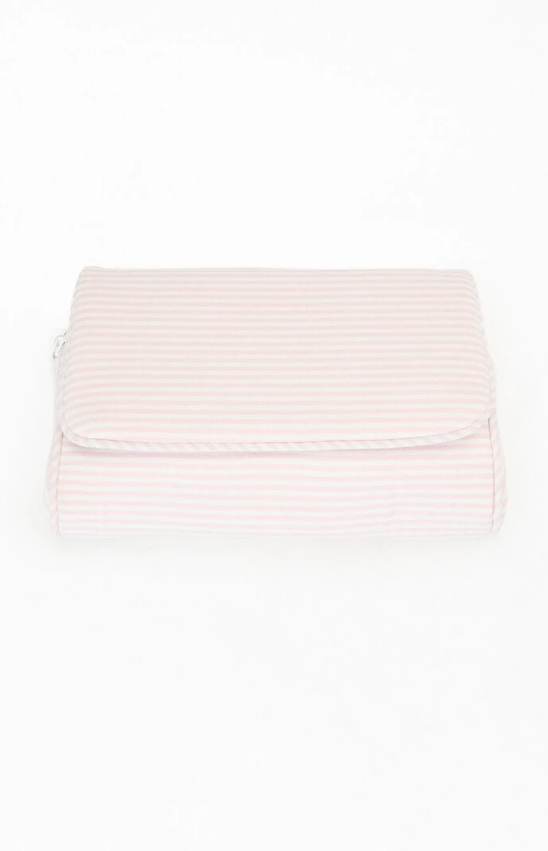 John Galt Pink Striped Makeup Bag