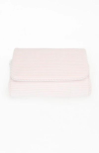 John Galt Pink Striped Makeup Bag