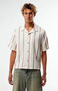 Pacsun White Striped Oversized Camp Shirt