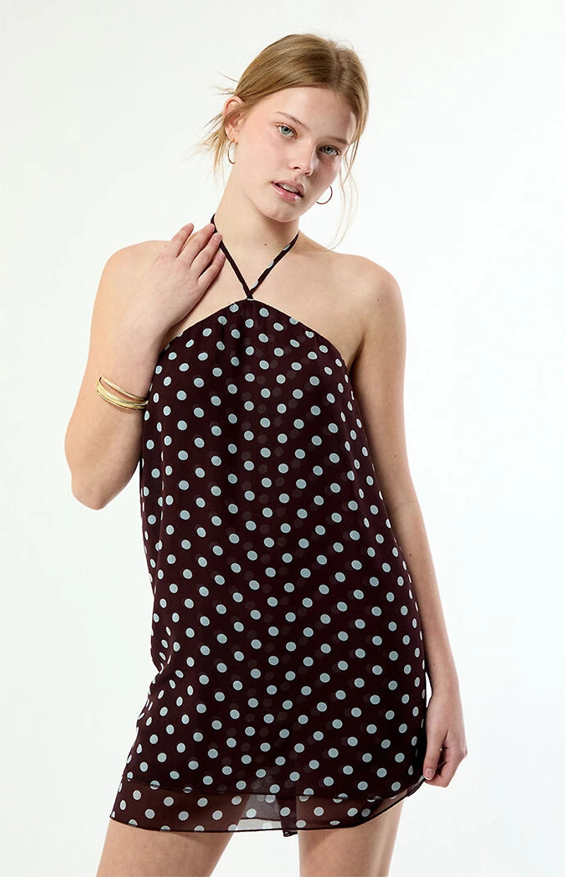 Beverly and Beck Whitney Polka Dot Halter Mini Dress