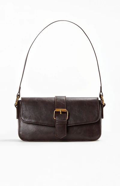 John Galt Brown Buckle Shoulder Bag