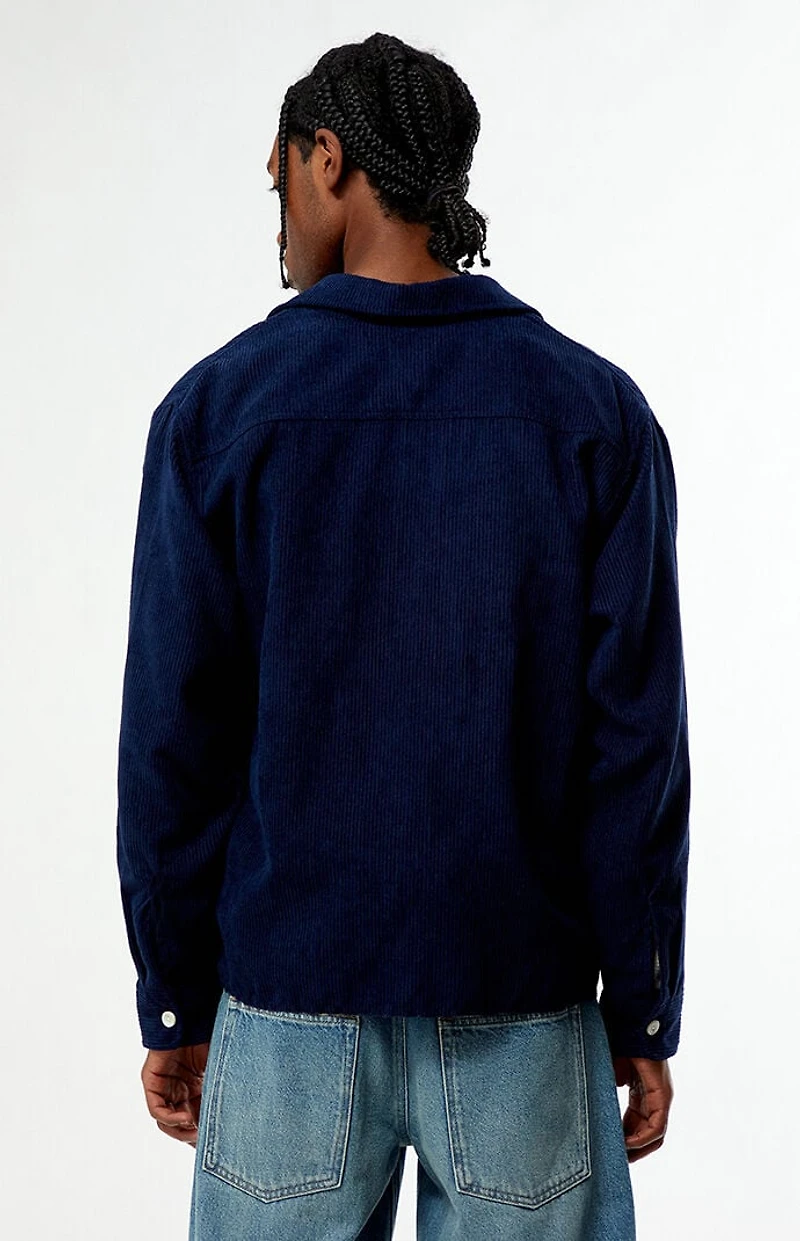 Pacsun Enzo Navy Corduroy Long Sleeve Shirt