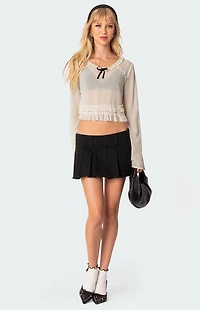 Edikted Grace Sheer Ruffle Chiffon Top